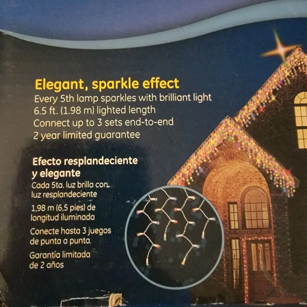 GE 150 Random Color Icicle House Holiday Lights New #0388741‎